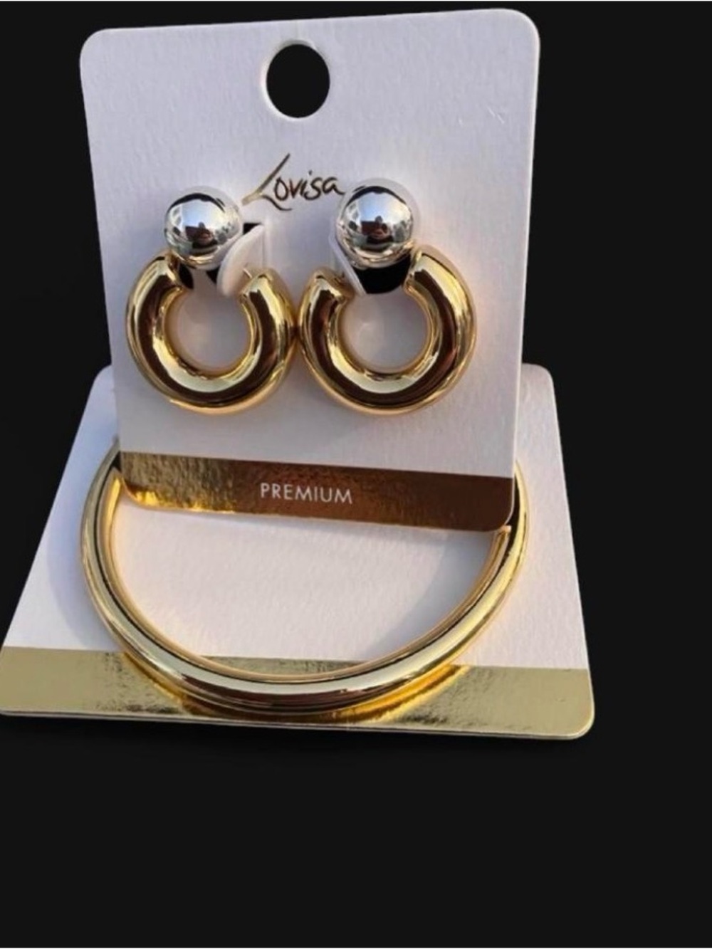 Lovisa Two-Tone Gold & Silver Hoop Stud Earrings and bracelet premium quality